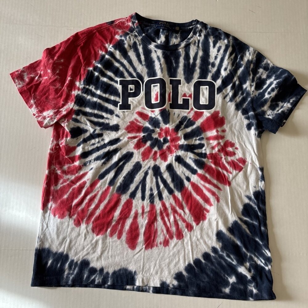 polo ralph lauren shirt men’s Tie Dye Red & Blue Size Medium